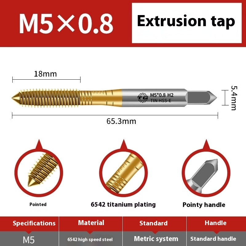 1100-6542 Titanium Plated Cobalt Extruded Tap Extruded Tapping Machined Chipless Tapping M3M4M6M8M10M12 Shandong Denso Pricision Tools Co.,Ltd.